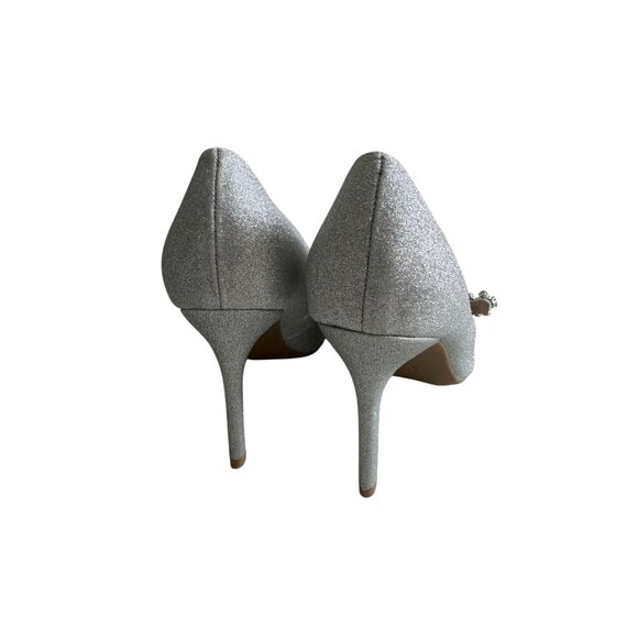 BCBGENERATION Silver Glitter Mary Jane Heels Size 7.5 NEW NWOB - Picture 5 of 9